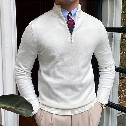 Spring Autumn Men's Sweater Quarter Zip Up Slim Fit Jumpers Business Polo Shirt Knit Half Turtleneck Pullover Sweater Knitwear
