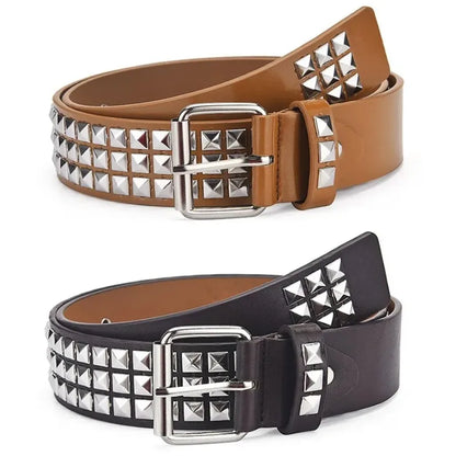 Fashion New Square Bead Rivet Belt Metal Pyramid Belt Men and Women Punk Hardware Jeans Belt Y2K Belt Designer Belt Women's Bel