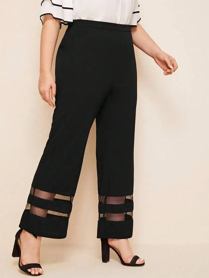 Modelyn Plus Mesh Insert Flare Leg Pants