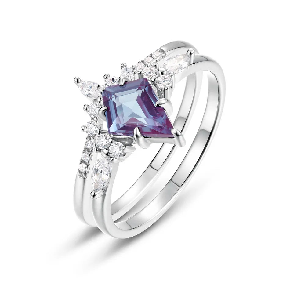 ALLNOEL 925 Sterling Silver Color Change Alexandrite Ring For Women Luxury Engagement Wedding Band Fine Jewelry