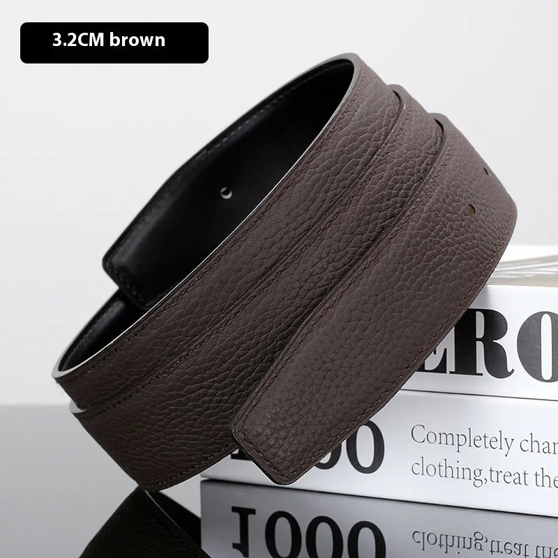 Luxury Belt Ultra-Thin Pointed Belt Headless Men And Women First Layer Cowhide H Buckle Replacement Belt Buckleless 3.2/3.8cm