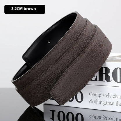 Luxury Belt Ultra-Thin Pointed Belt Headless Men And Women First Layer Cowhide H Buckle Replacement Belt Buckleless 3.2/3.8cm