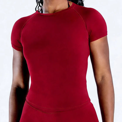 Impact Short Sleeve Top for Women Gym Crop Top Light Weight Seamless Yoga Top Workout T Shirt Longline Stretchy Sports Shirts