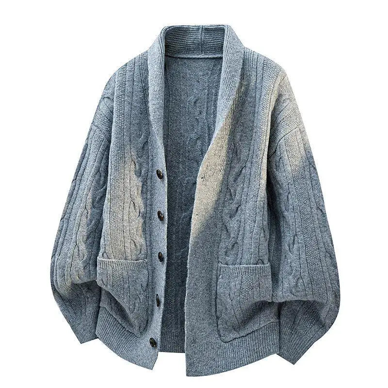 Legible Autumn and Winter Casual Sweater Men Loose Knitted Cardigan Male Round Neck Collar Sweatercoats Man