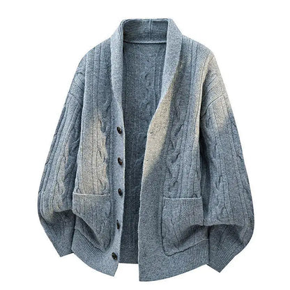 Legible Autumn and Winter Casual Sweater Men Loose Knitted Cardigan Male Round Neck Collar Sweatercoats Man
