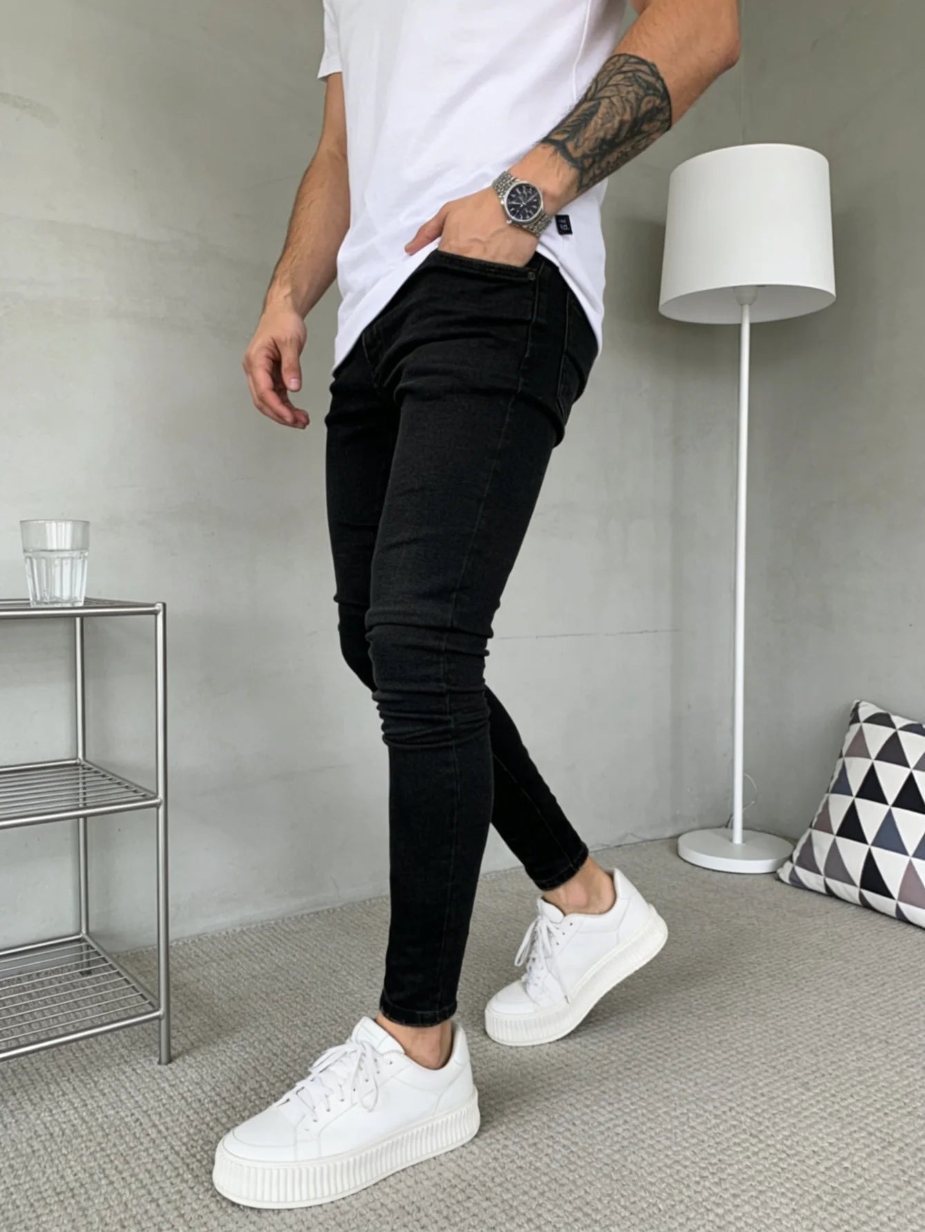 Classic Black Y2K Drip Men's Skinny Jeans Pant Original Design Daily Wear Trousers No accessories or belts included