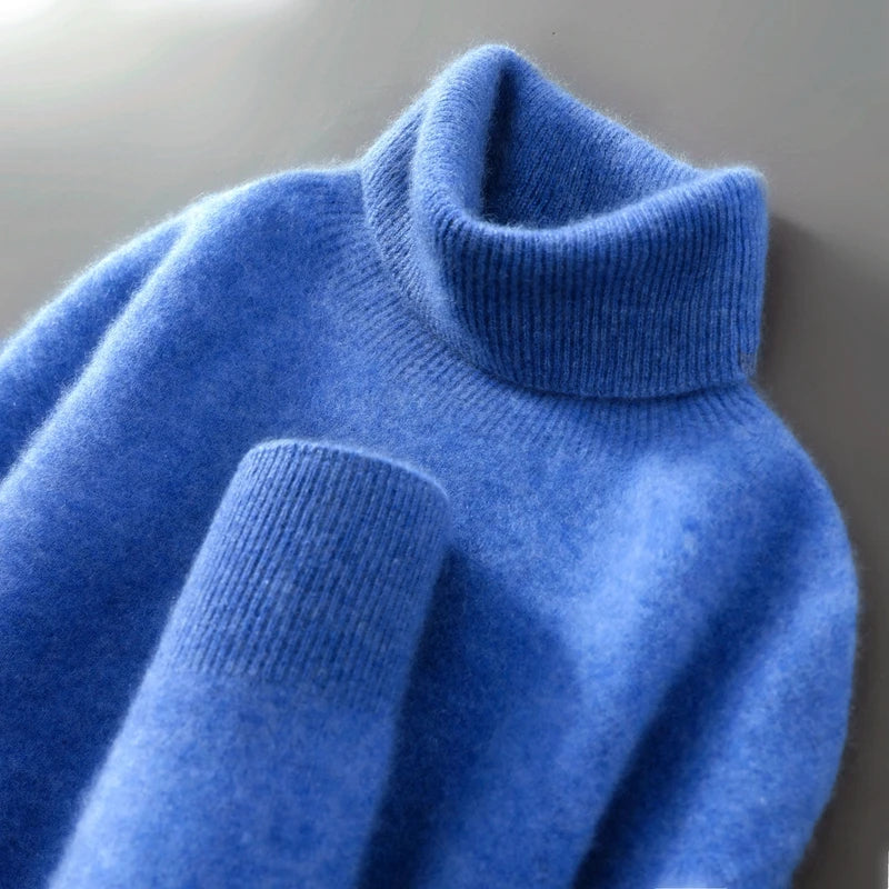 100% Wool High Neck Sweater with Pullover for Men, Autumn and Winter Warm and Full Sleeved Hot Selling New Knitted Base Sweater
