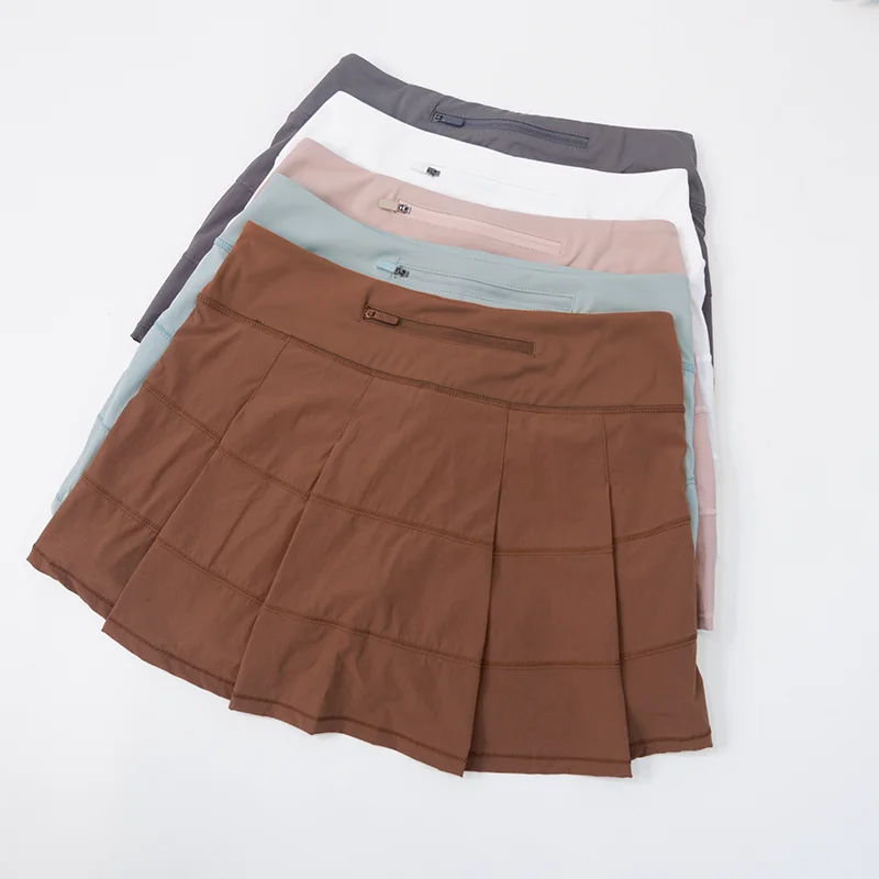 LULU FLORA Solid Color Women's Summer Sport Yoga Shorts High-Waisted Tight Simple Quick-Dry Breathable Tennis Pleated Skirt