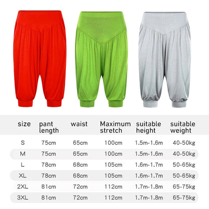 Summer Women Capri Pants Elastic Casual Loose High Waist Bloomers Joggers Sports Fitness Yoga Sweatpants Trousers