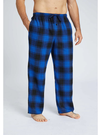 Men's Pajama Bottom Flannel Trendy Plaid Solid Casual Comfy with Pocket Warm Loose Sleeping Pants Stretchy Elastic Waistband