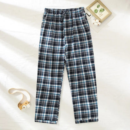 Pajama Pants Men's Flannel Cotton Autumn and Winter Casual Plaid Long Trousers Warm Home wear Pants Men Sleepwear