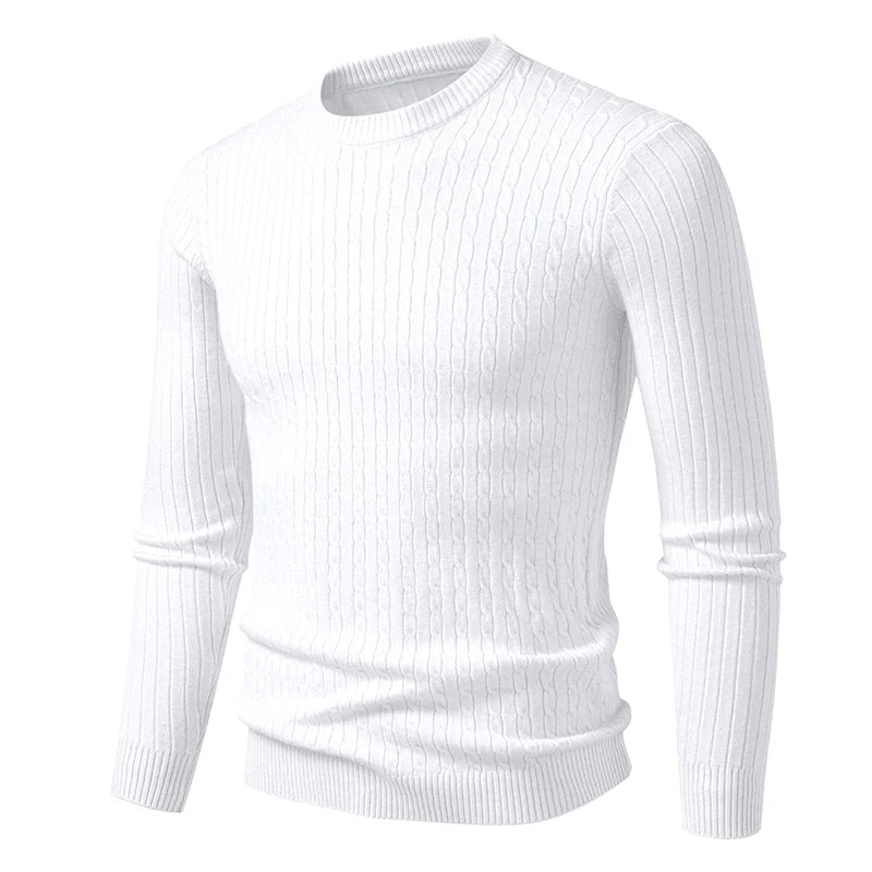 New Men's Crew Neck Sweaters Long Sleeve Lightweight Knit Dress Pullover Sweaters Casual outwear Twist Patterned Cable Sweaters