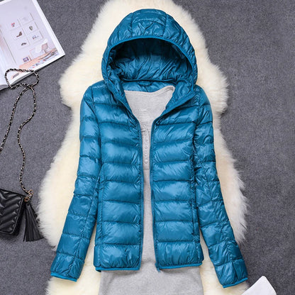 Women Puffer Jacket 15 Colors Plus Size 5XL 6XL 7XL 2025 New Spring Autumn Female Ultra Lightweight Packable Hooded Down Coats