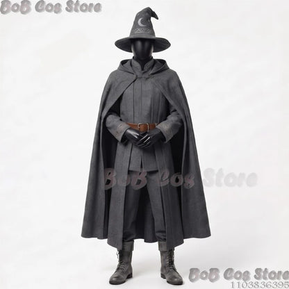 Star and Moon Magic Magician Cosplay Costume Magic Robe 3 Colours Black Gray Red Long Robe Big Hat Halloween S-2XL Clothes Cos