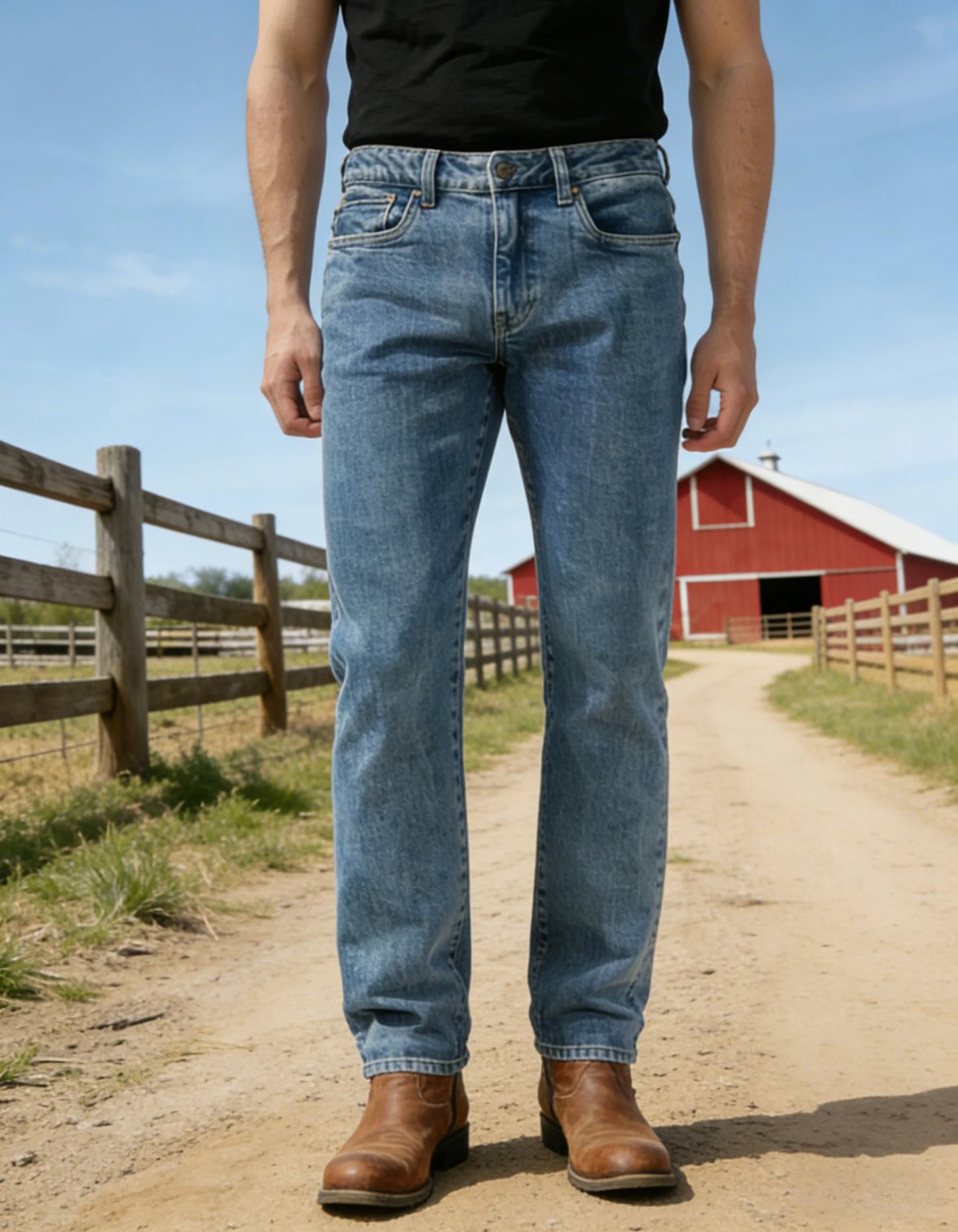 Classic Straight Fit Vintage Blue Denim Jeans