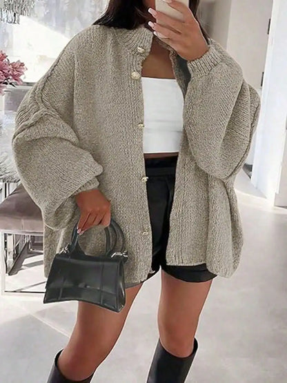 Womens Oversized Loose Fall Sweater Cardigans Long Lantern Sleeve Button Down Chunky Knit Coats