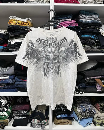 2000s T shirt Summer New Hip Hop Red Round Neck Oversized Long Sleeved T shirt Men Women Casual Gothic Clothing Tops Streetwear
