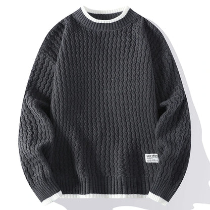 Legible Autumn and Winter Casual Sweaters Men Round Neck Collar Knitted Pullovers Male Loose Sweater Man