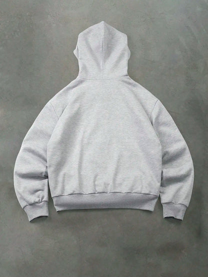 Autumn Streetwear Cropped Zip Up Hoodie Men Letter Graphic Print Front Pocket Oversized Loose Sweatshirt Casual Daily Wear 2026