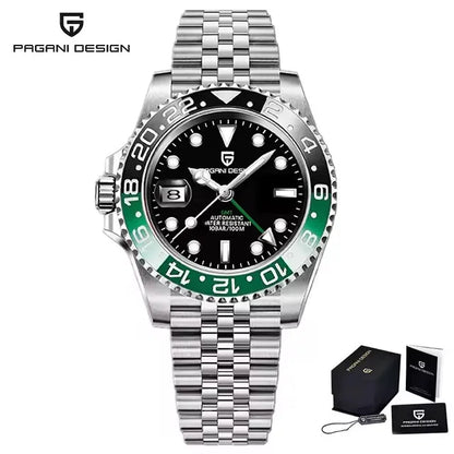PAGANI DESIGN 40MM Men Mechanical Wristwatch Stainless Steel GMT Watch Top Brand Sapphire Glass Waterproof Automatic Watches Men