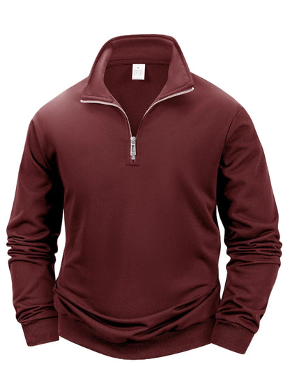 Autumn Men's Zipper Pullover Long Sleeve Sweater Men Warm Slim Casual Turtleneck Mock Neck Pullover Sweatshirts Tops