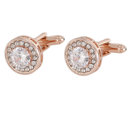 Men Luxury Vintage Metal Cufflinks Zircon Cuffs French Square Buckle Shirt Crystal Copper Cuffs
