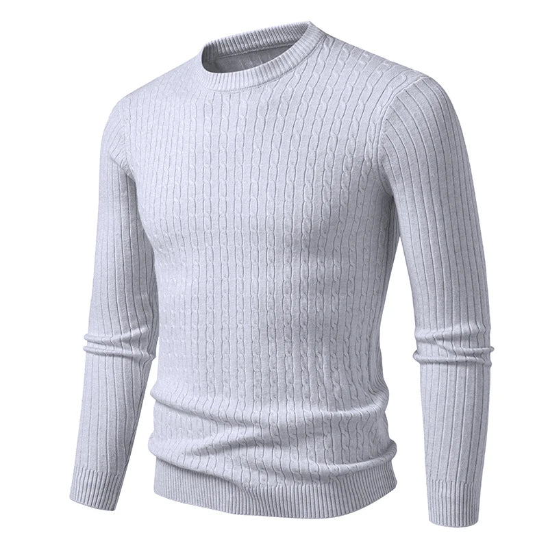 New Men's Crew Neck Sweaters Long Sleeve Lightweight Knit Dress Pullover Sweaters Casual outwear Twist Patterned Cable Sweaters