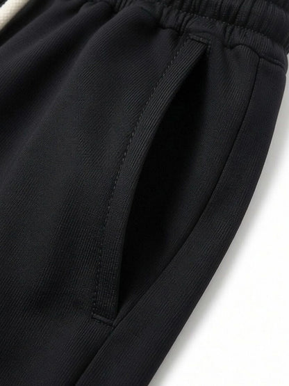 3-piece men's shorts, summer solid color drawstring waist