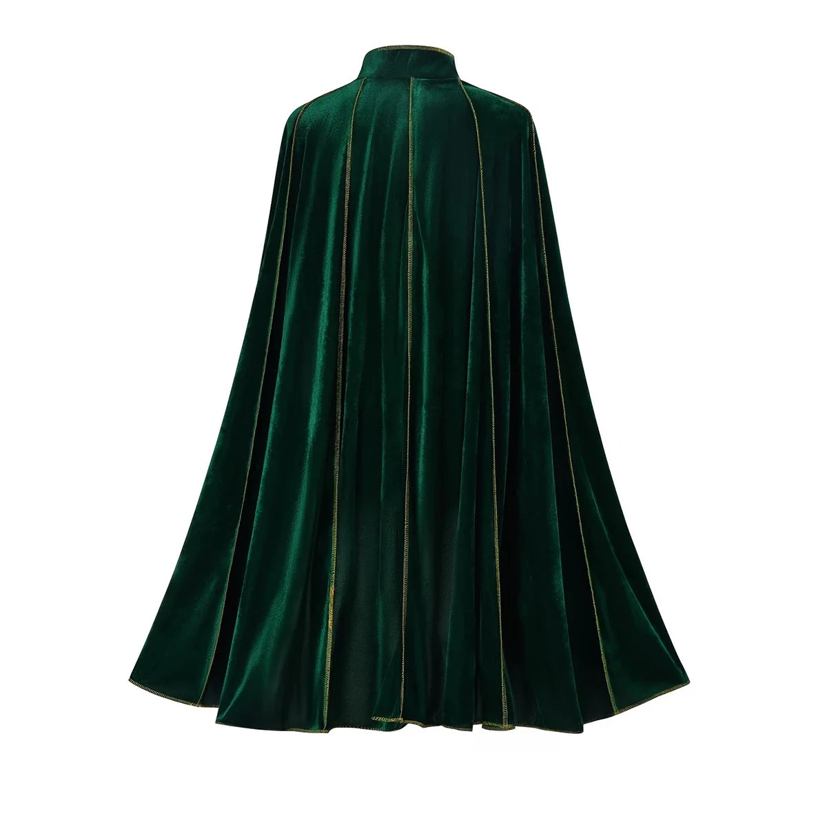 Women Medieval Cloak Adult Renaissance Victorian Deluxe Stand Collar Velvet Gold Trim Cape Halloween Cosplay