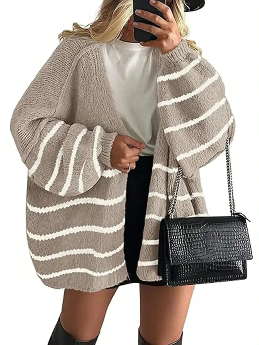 Cardigan Sweaters For Women Oversized Fall Long Sleeve Lightweight Knit Cardigans Winter Clothing Open Front Solid Color Crochet Lantern Sleeve Coat