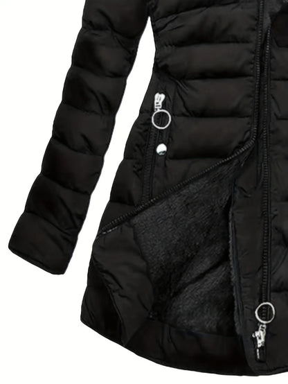 SQ25033006 Directional Warm and Elegant Specialized Cotton Jacket for Women with Zippered Fit Long Sleeve Cotton Outerwear Hoode