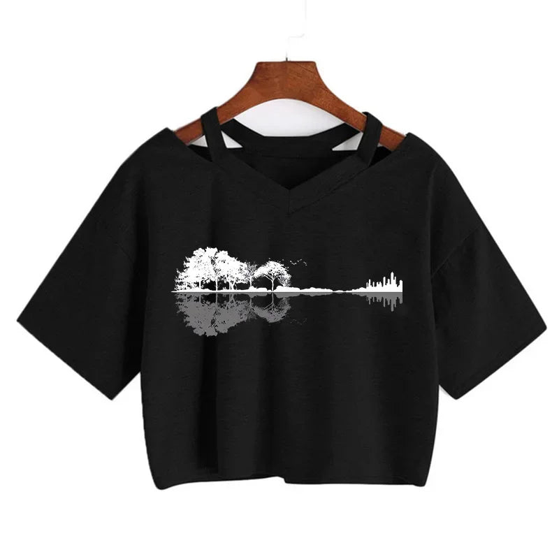 2000s Y2k Print Women Tee Shirt Harajuku Gothic Cropped Mange Tshirt Funny Graphic T-shirt Korean Style Casual Crop Tops Female