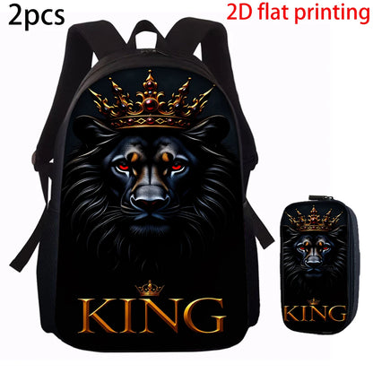 1/2/3/4/5pcs Lion King Pattern Backpack Set - Large-Capacity Casual Backpack with Matching Clutch & Tote Bag for Daily Use