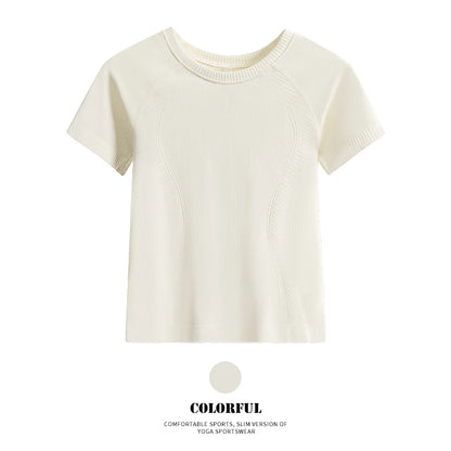 DRUR Women Seamless Yoga T-Shirt Short Sleeve Workout Tops Fitness Gym Sportswear Summer Breathable Running Shirt Golf Crew neck