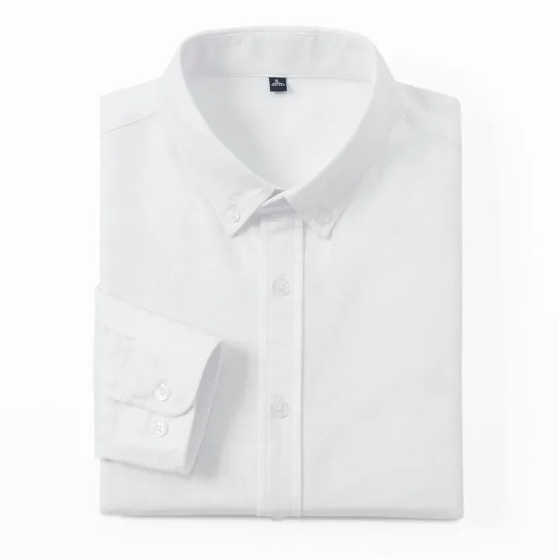 Men's Slim-Fit Oxford Cotton Shirt: Long Sleeves, Casual Breathable Fabric, Exquisite Craftsmanship, Brand with OEM Processing