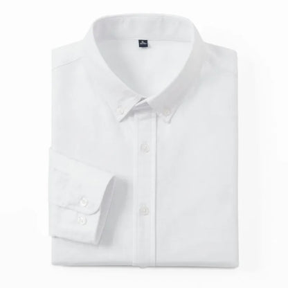 Men's Slim-Fit Oxford Cotton Shirt: Long Sleeves, Casual Breathable Fabric, Exquisite Craftsmanship, Brand with OEM Processing