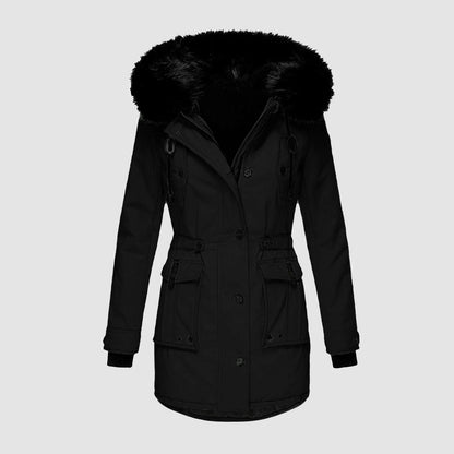 Winter Coats Lapel Collar Long Sleeve Jacket Coats Plus Size Casual Women Jacket Warm Hooded Thick Padded Outerwear Jackets