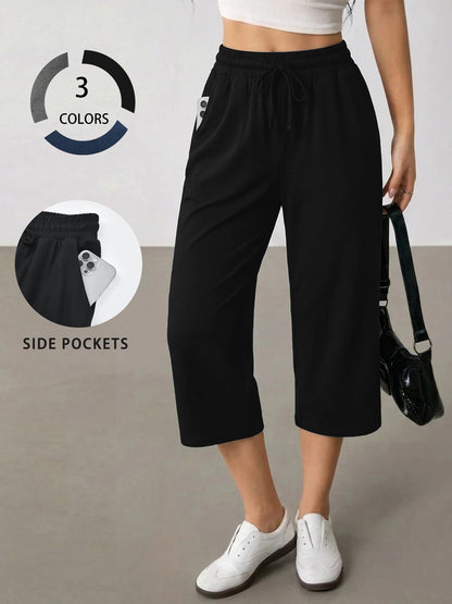 Women's Capri Yoga Pants Loose Soft Drawstring Workout Sweatpants Causal Lounge Pants with Pockets