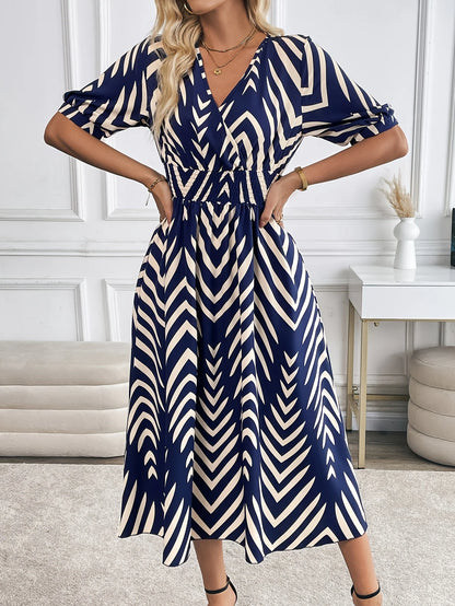Elegant Directed Large Swing Geometric Pattern Dress Women's Fashion Casual Skirt