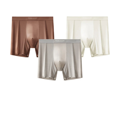 3PCS/Pack Luxury Satin-like Boxers Man Cool Ice Silk Antibacterial Breathable Quick-dry Underwear High Elastic