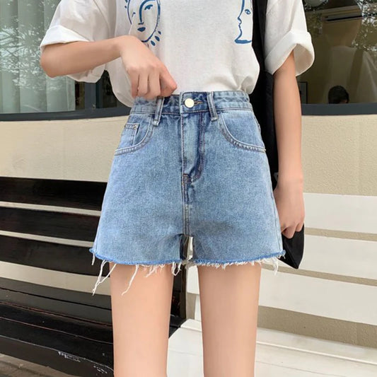 Summer Hot Sale Girls Classic Designer Solid Jeans Lady Fashion High Waist Denim Shorts Female Chic Ripped Short Pants