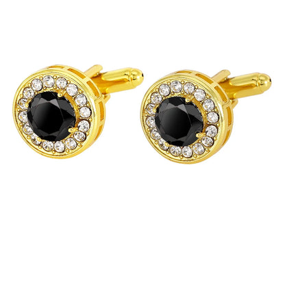 Men Luxury Vintage Metal Cufflinks Zircon Cuffs French Square Buckle Shirt Crystal Copper Cuffs