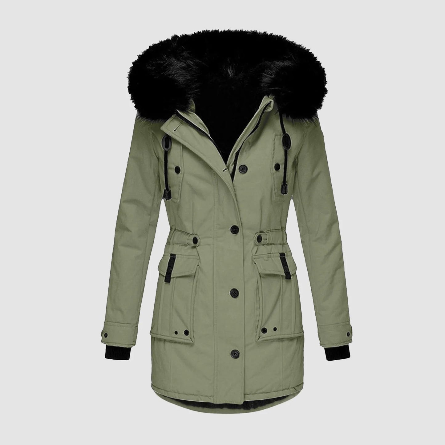 Winter Coats Lapel Collar Long Sleeve Jacket Coats Plus Size Casual Women Jacket Warm Hooded Thick Padded Outerwear Jackets
