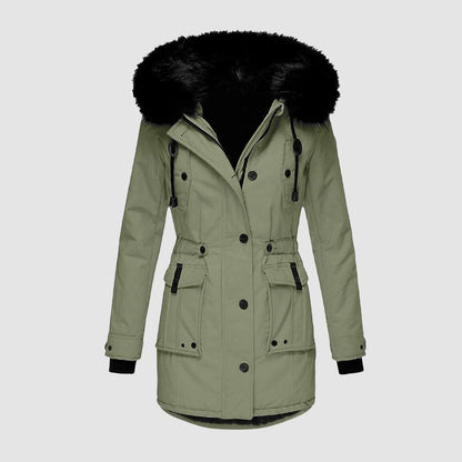 Winter Coats Lapel Collar Long Sleeve Jacket Coats Plus Size Casual Women Jacket Warm Hooded Thick Padded Outerwear Jackets
