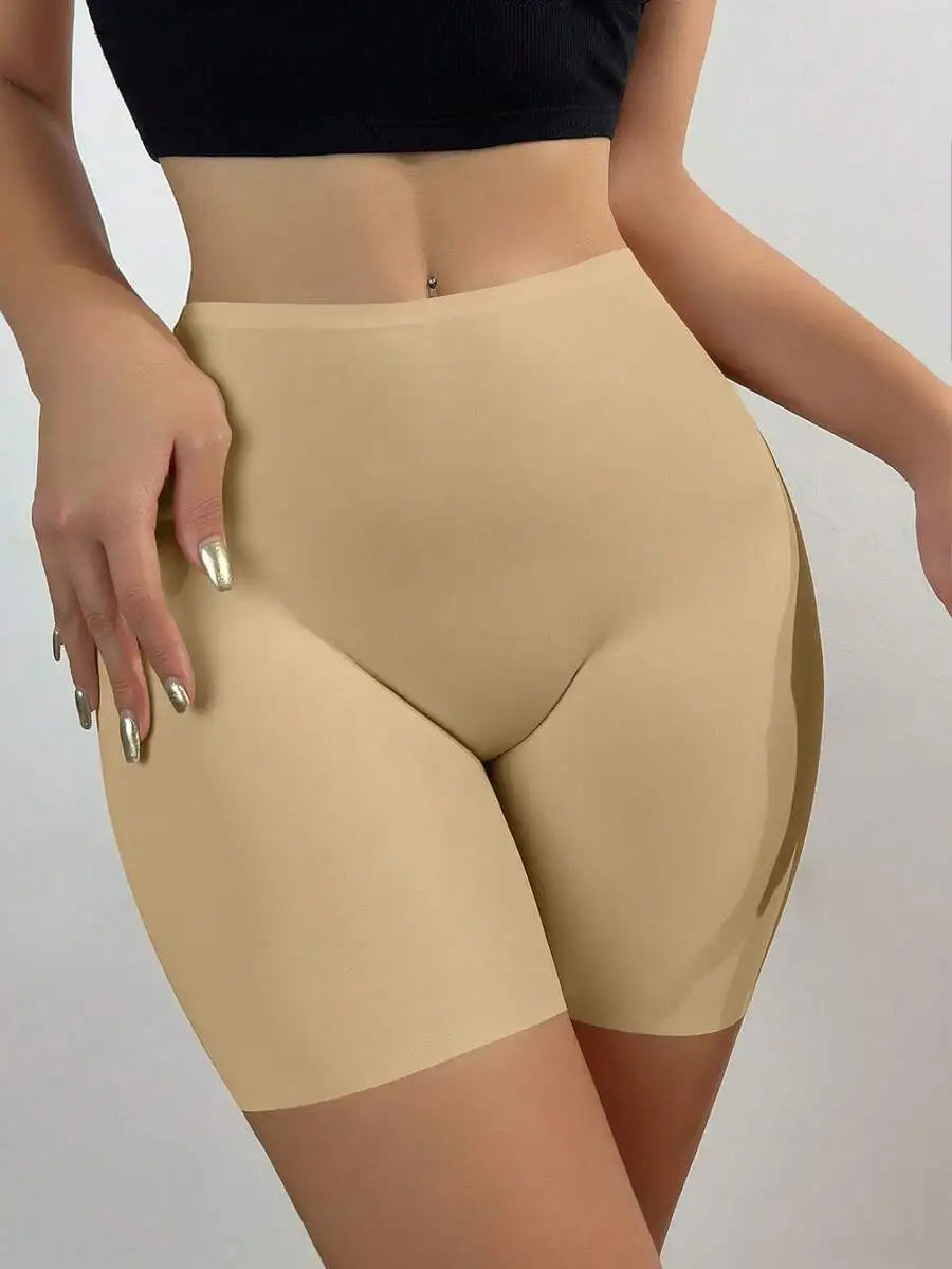 Seamless High Waist Square Leg Ice Silk Shorts Women Stretch Anti-Chafing Butt Lift Tummy Control