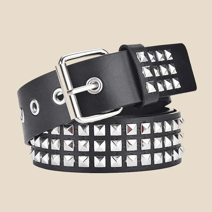 Fashion New Square Bead Rivet Belt Metal Pyramid Belt Men and Women Punk Hardware Jeans Belt Y2K Belt Designer Belt Women's Bel