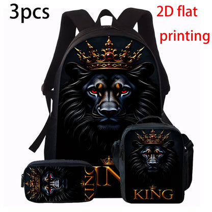 1/2/3/4/5pcs Lion King Pattern Backpack Set - Large-Capacity Casual Backpack with Matching Clutch & Tote Bag for Daily Use