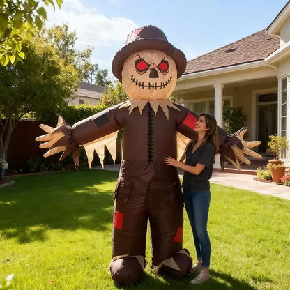 Haunted House Party Scarecrow Inflatable Costume Glowing Eyes Cosplay Horror Costume Full Body Blow Up Suit Carnival Christmas