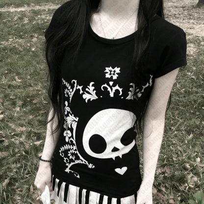 Woman Clothes for Women Baby Tees Y2k Tops Gothic Women's Cropped Female Clothing Goth Kawaii T-shirt Emo 90s Clothes Vintage