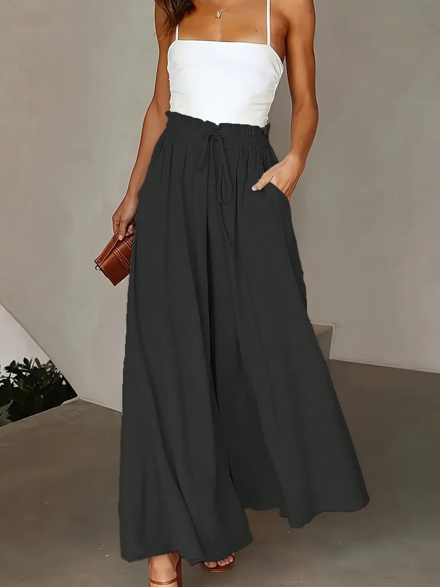 Plus Size Loose Lightweight Wide Leg Culotte Pants, Spring/Summer Casual